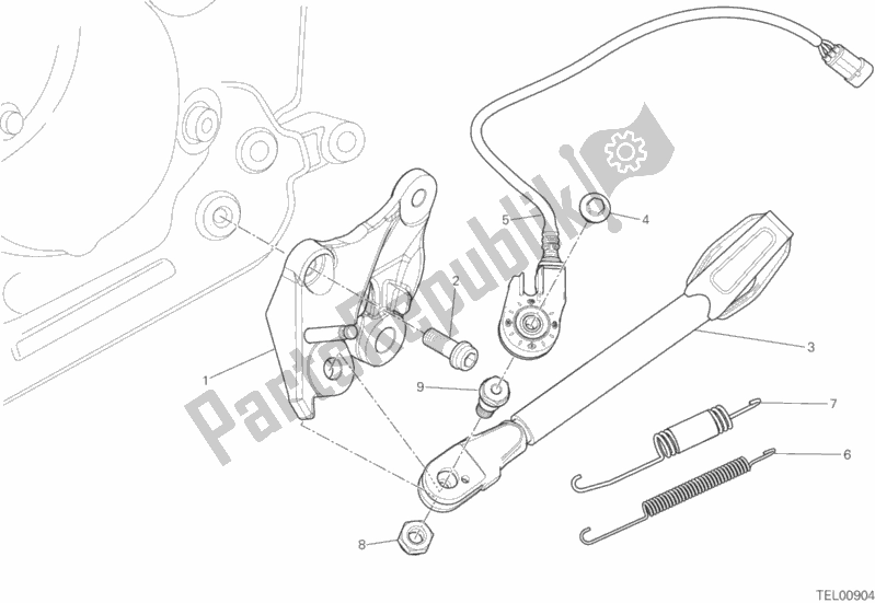All parts for the Stand of the Ducati Hypermotard LS Thailand 821 2015